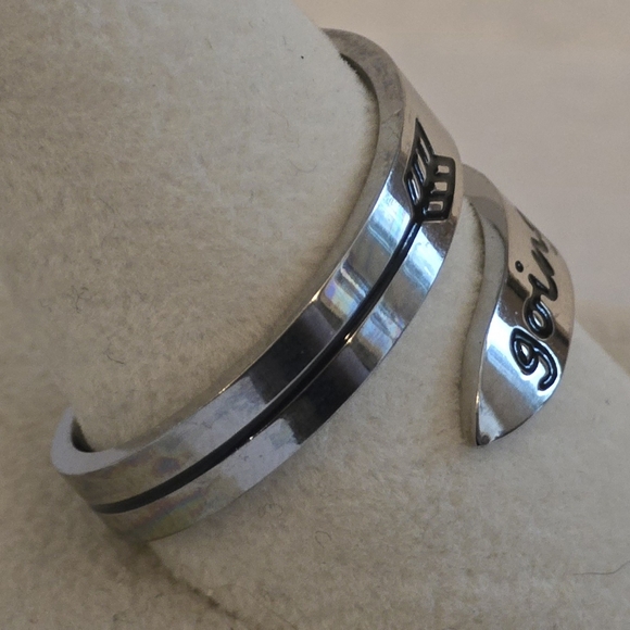 Hidden Message Adustable Ring "Keep F****** Going" Silver Color - Picture 4 of 7